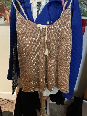 Mystree Sequin Cami in Rose Gold Sparkle